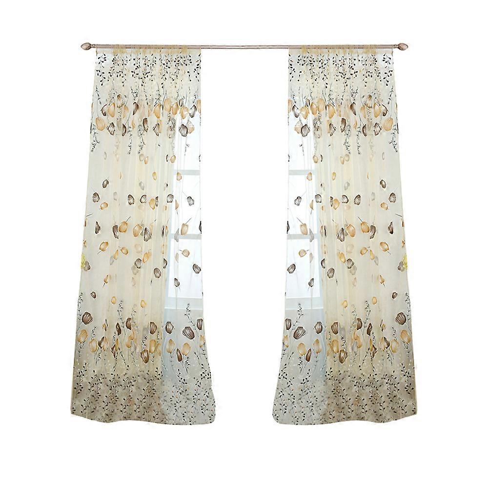 Window Screen Tulip Flower Sheer Curtains for Window Shielding