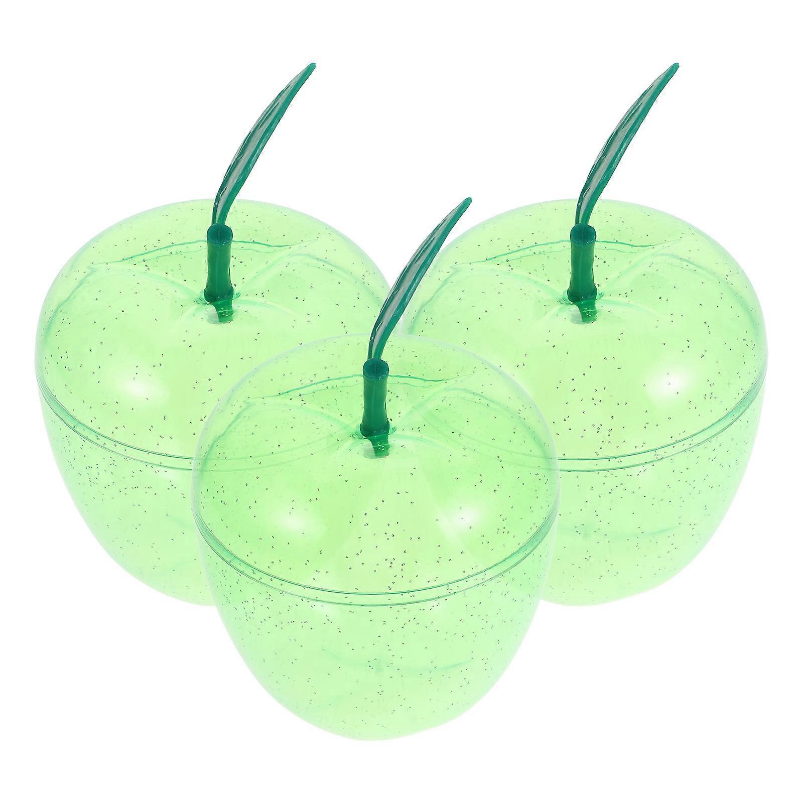 3Pcs Xmas Apple Plastic Jar for Storage Candy Holder with Protective Lid