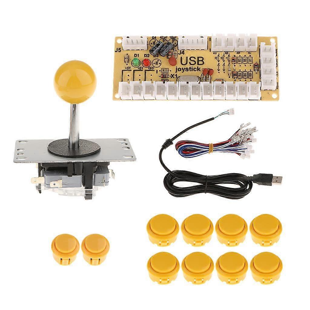 Arcade Machine Game Controller with USB Board,s and Push Buttons for Arcade Stick PC Games, Yellow