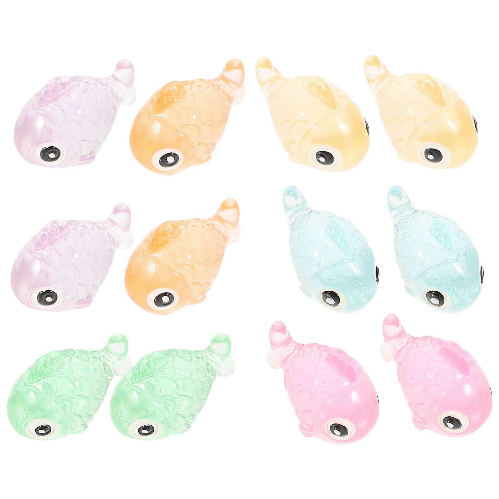 Glow in The Dark Fish Ornament Resin Fish Figurines for Decoration 60Pcs