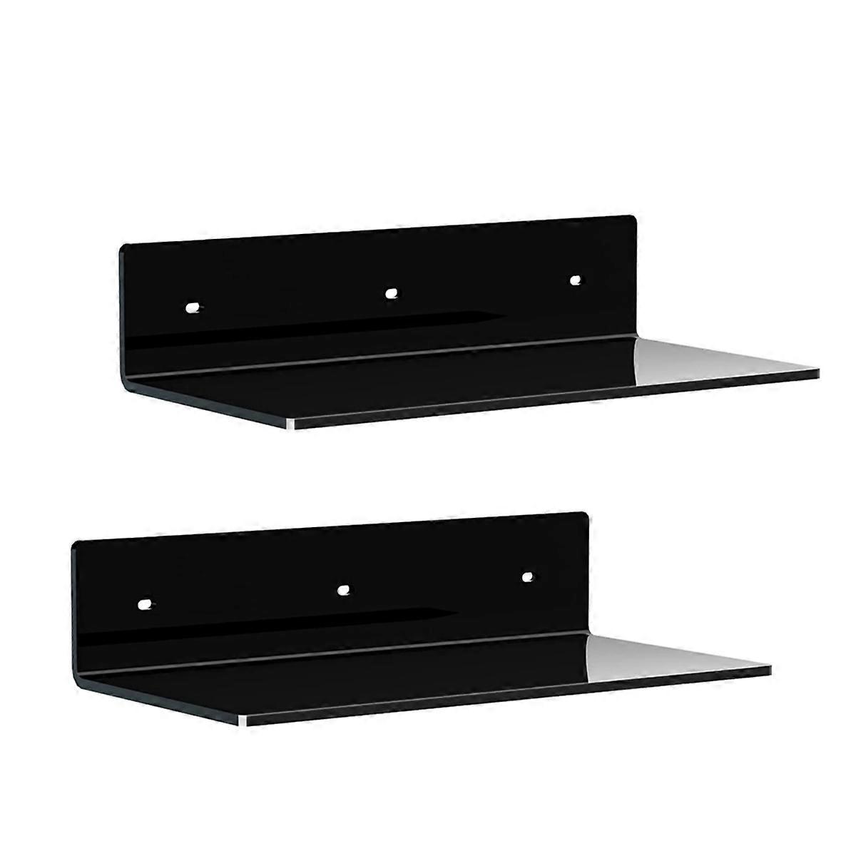 Acrylic Floating Shelf Small Storage Rack Wall-Mounted Black