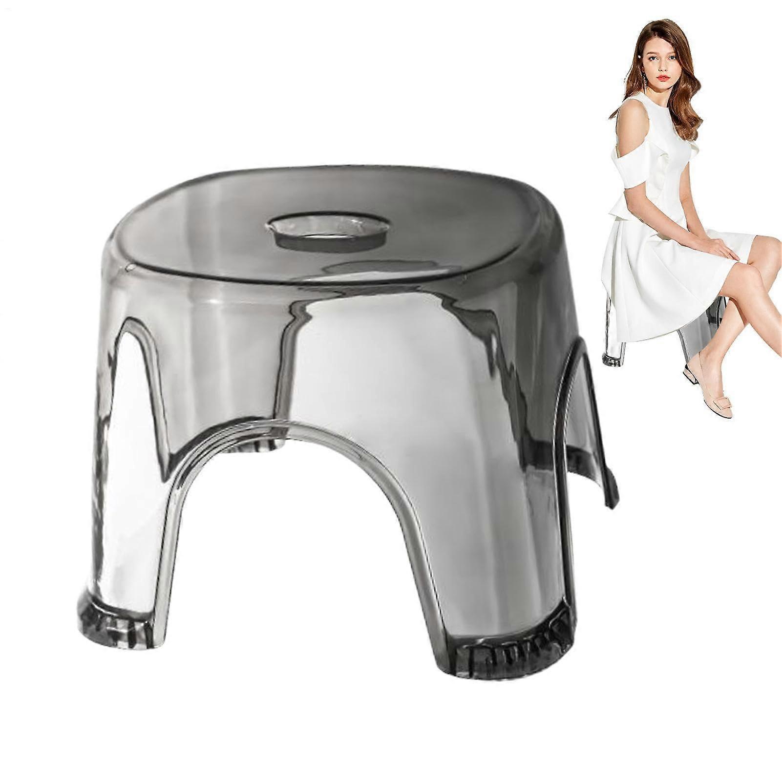 Clear Shower Foot Stool Waterproof Transparent Non-Slip Seat for Bath, 22cm Height, Small Spaces, Crystal Gray [1 Pack]