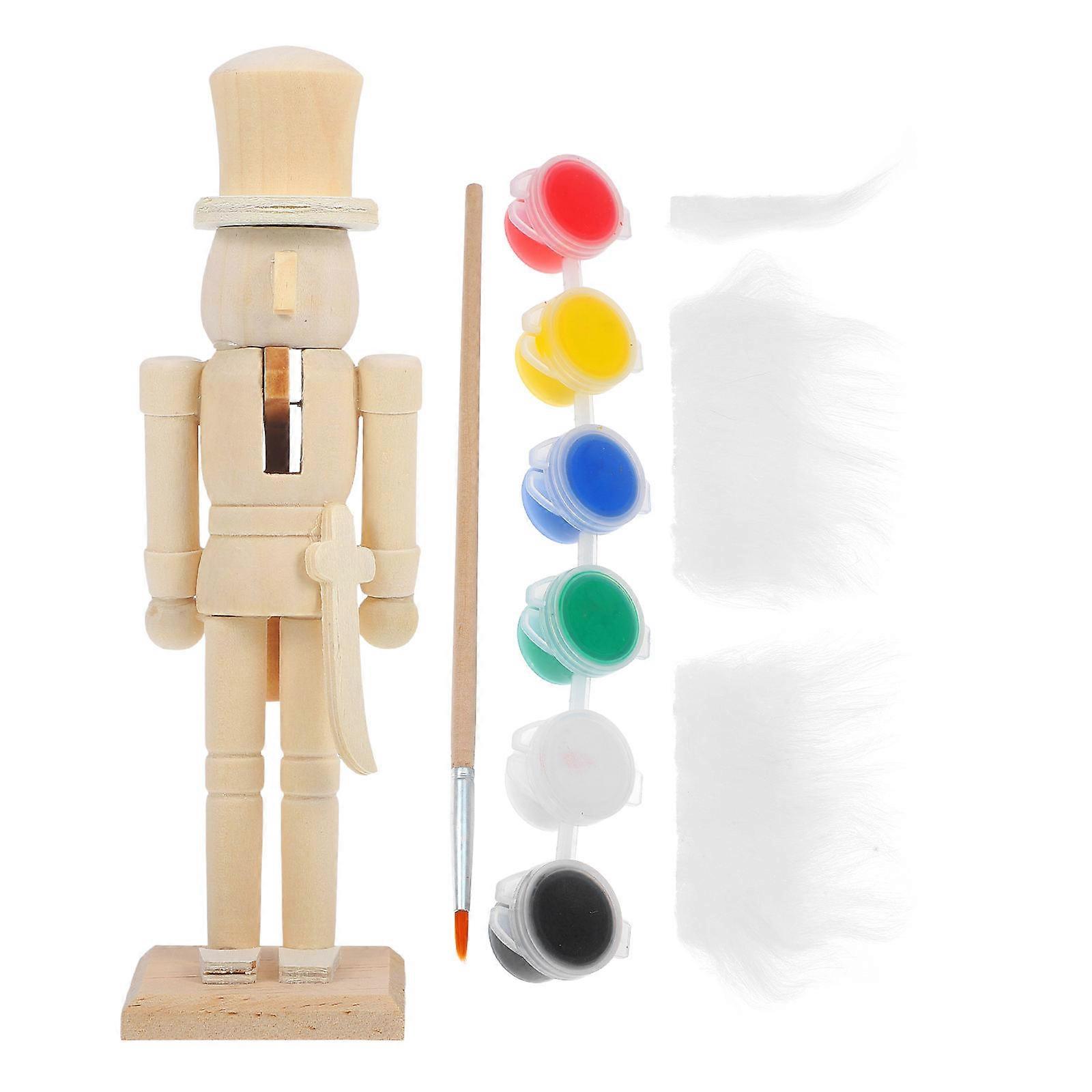 Wood Nutcracker Ornament DIY Set for Home Decor 2Sets Unpainted Nutcracker