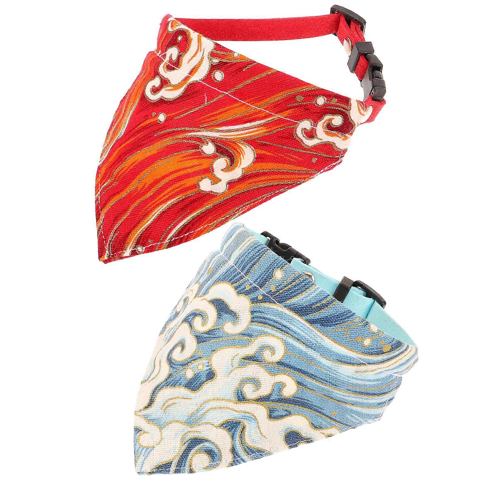 Dog Bib Pet Triangle Flower Pattern Collar for Dogs 4Pcs Assorted Color