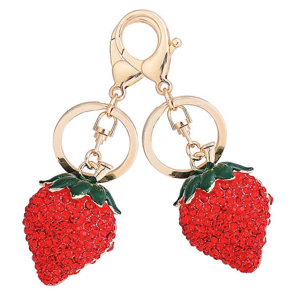 Strawberry Keychain Alloy Accessory for Decoration 8Pcs Red Charming Bag Charm
