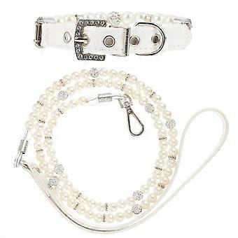 Dog Collar and Leash Set with Adjustable Pearls Collar for Dogs 4Pcs