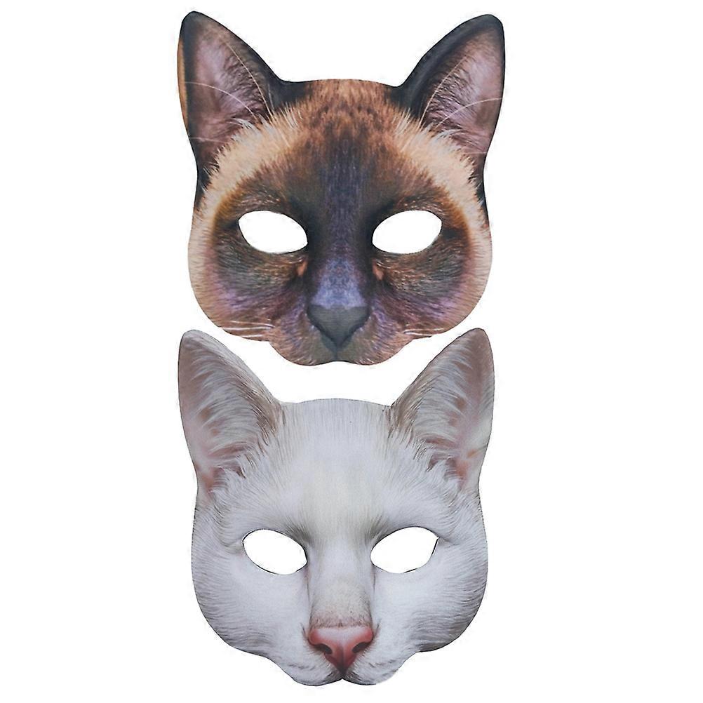 Cat Masks Realistic Costume Face Cover for Party Use 6Pcs Set Brown White