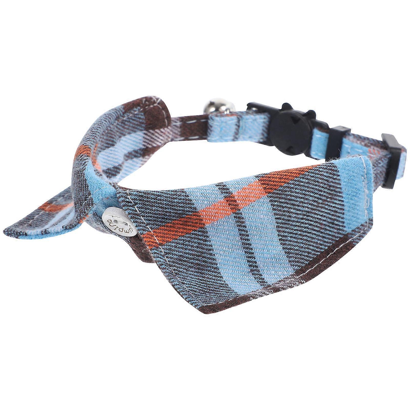 Cat Collar Adjustable Cat Bell Collar for Pet Use 2Pcs Plaid Pattern