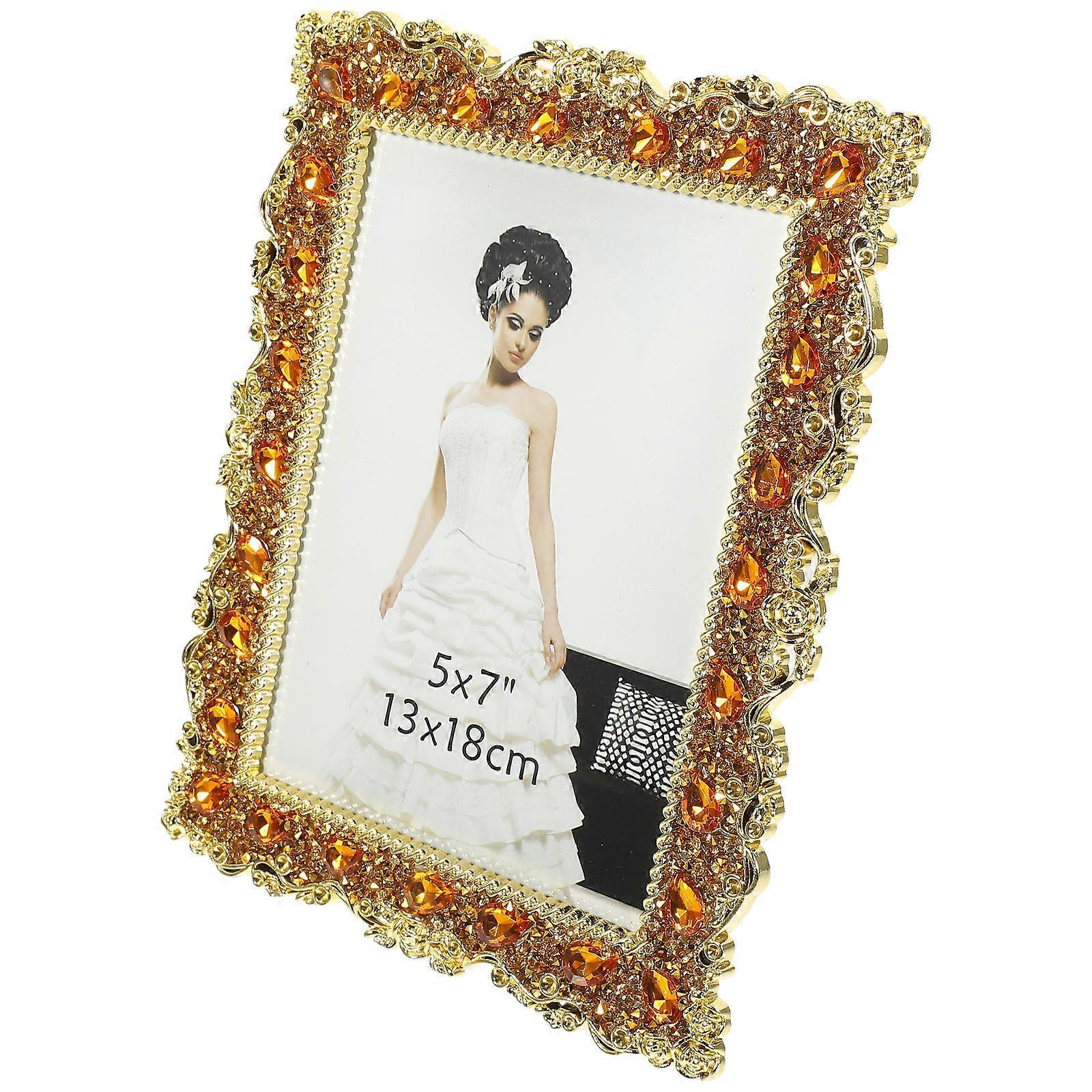 European Style Rhinestone Photo Frame 2Pcs Memory Preservation Holder Suitable For Parties And Household Decoration