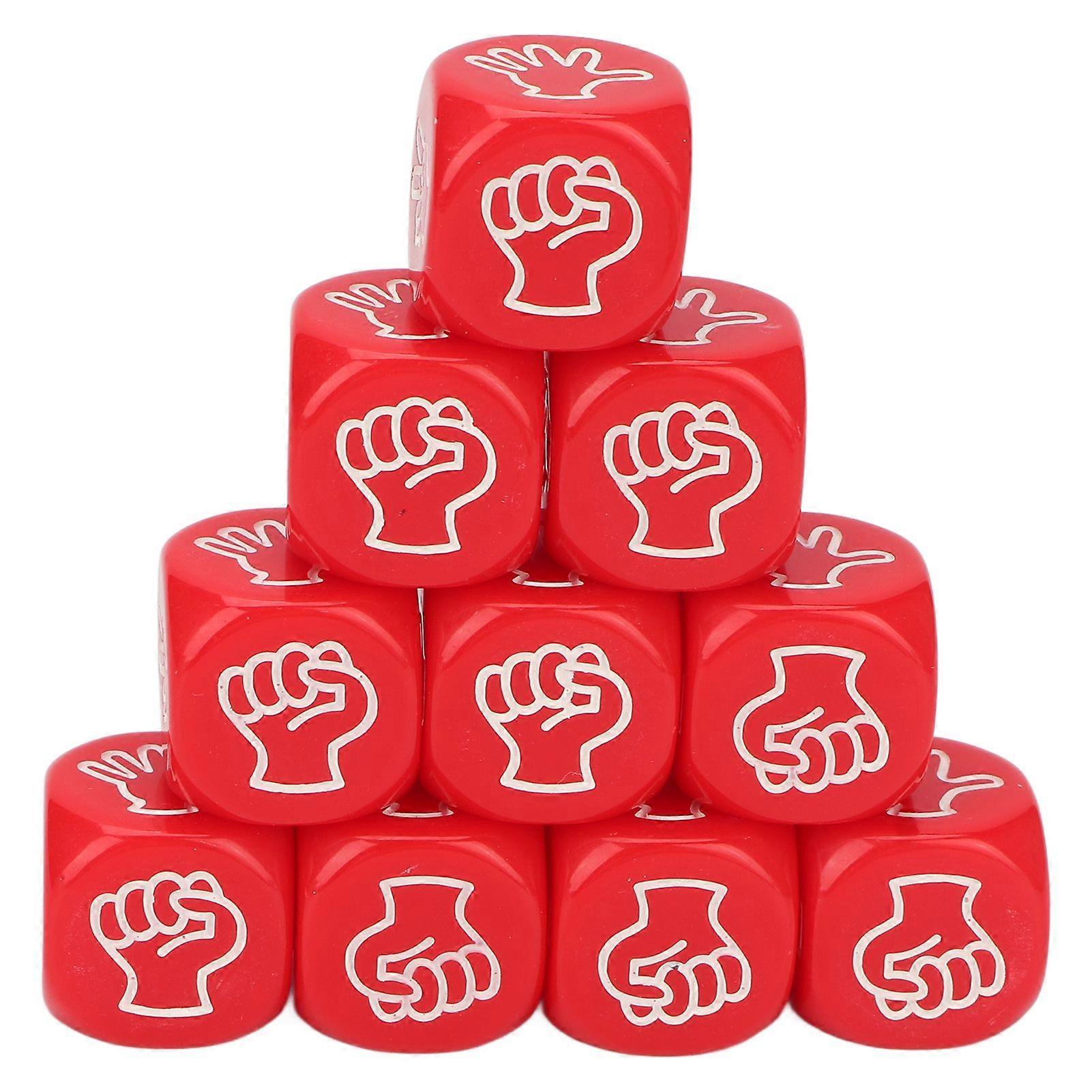 10PCS Finger Guessing Game Dice Bright Color Educational Plastic 6 Sided Dice Set for Party Red