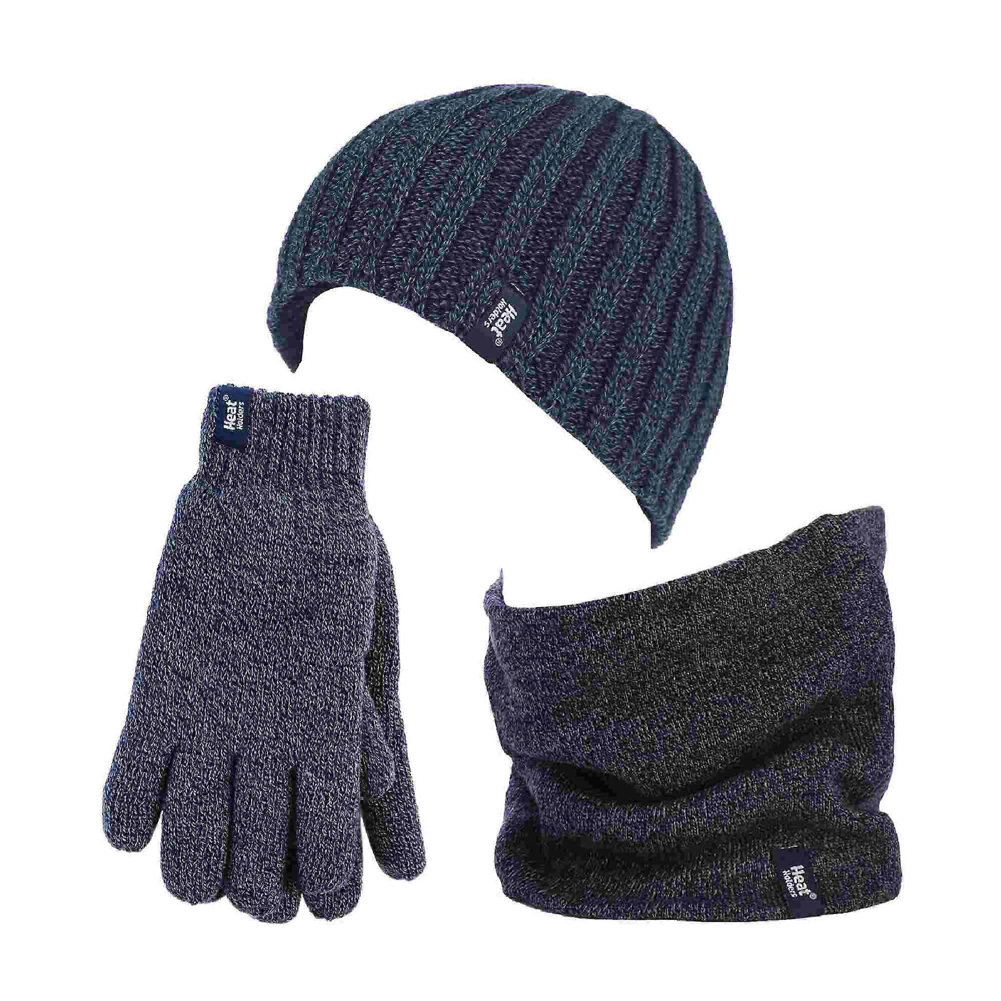 Heat Holders - Mens Winter Hat, Neck Warmer Gloves Set