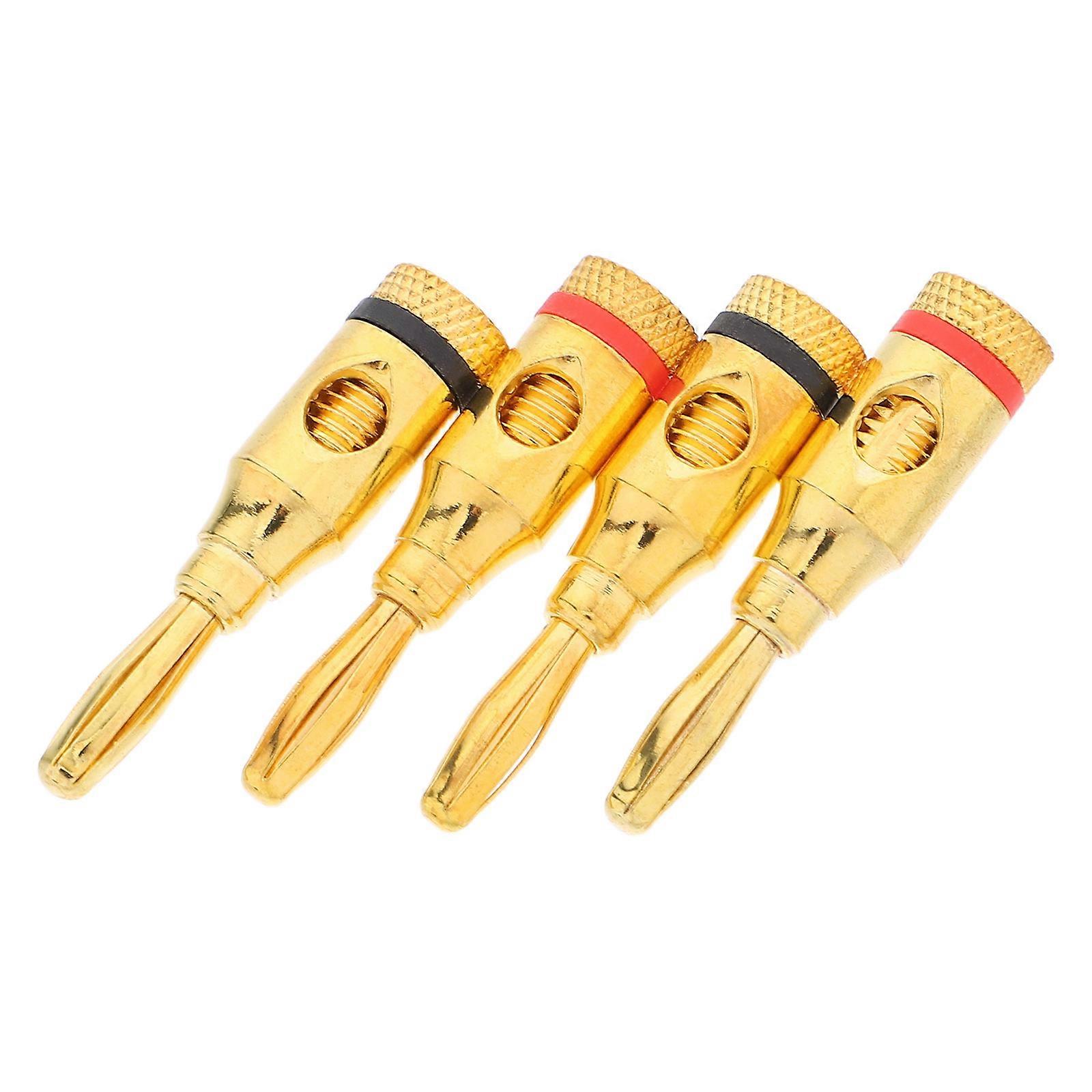 Speaker Wire Banana Plugs Gold Plated for Audio Systems 4Pcs