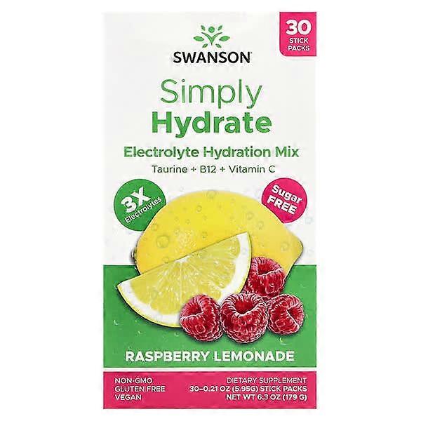 Swanson, Simply Hydrate, Electrolyte Hydration Mix, Raspberry Lemonade, 30 Stick Packs, 0.21 oz (5.95 g) Each