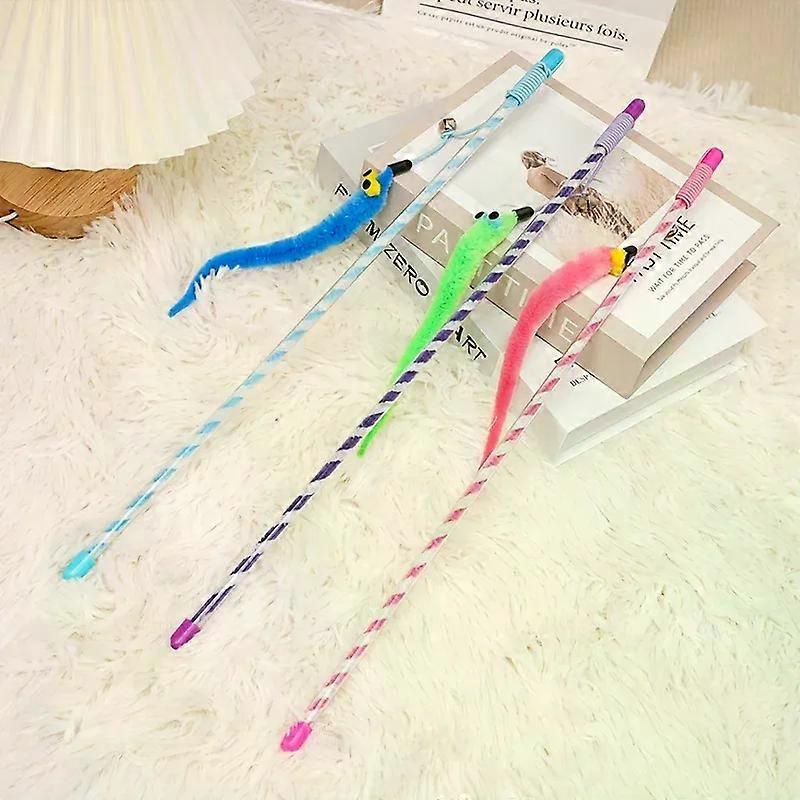Jouet interactif pour chat à longue tige colorée de style chenille