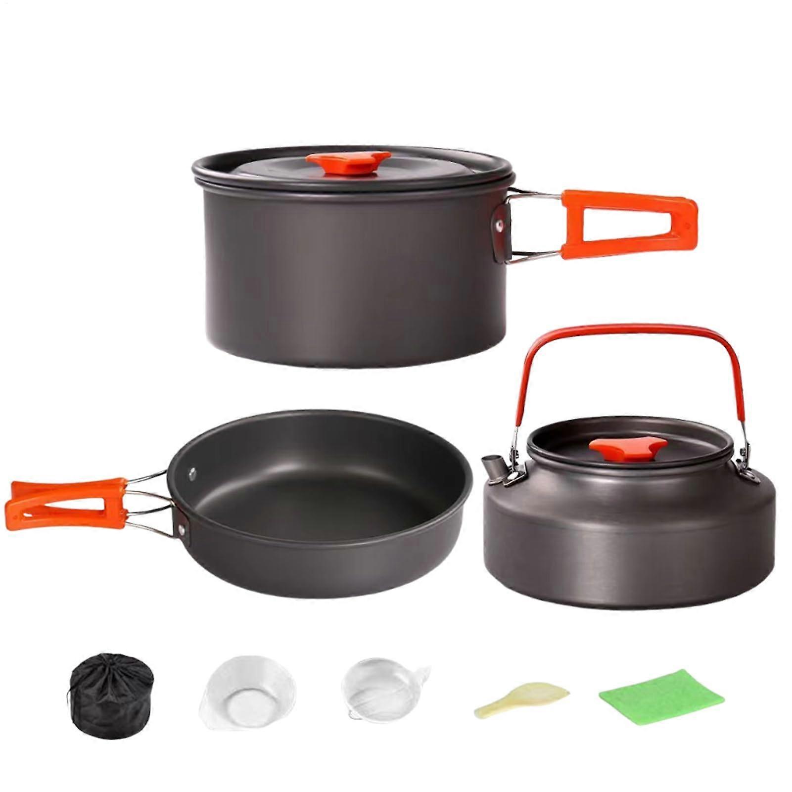 Camping Cookware Sets Portable Nonstick Frying Pan And Kettle Set For Outdoor Camping Tailgating Survival Dorm