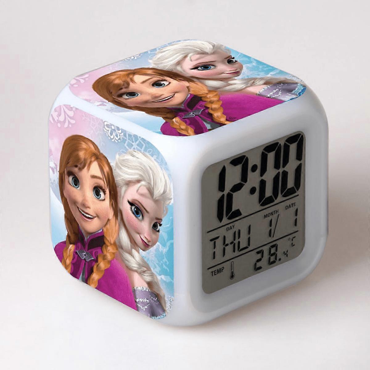 LED Alarm Clock with Frozen Pattern, Glowing Colorful Digital Desk Clock - Compatible with HTNL#175, Gift for Kids, Adults