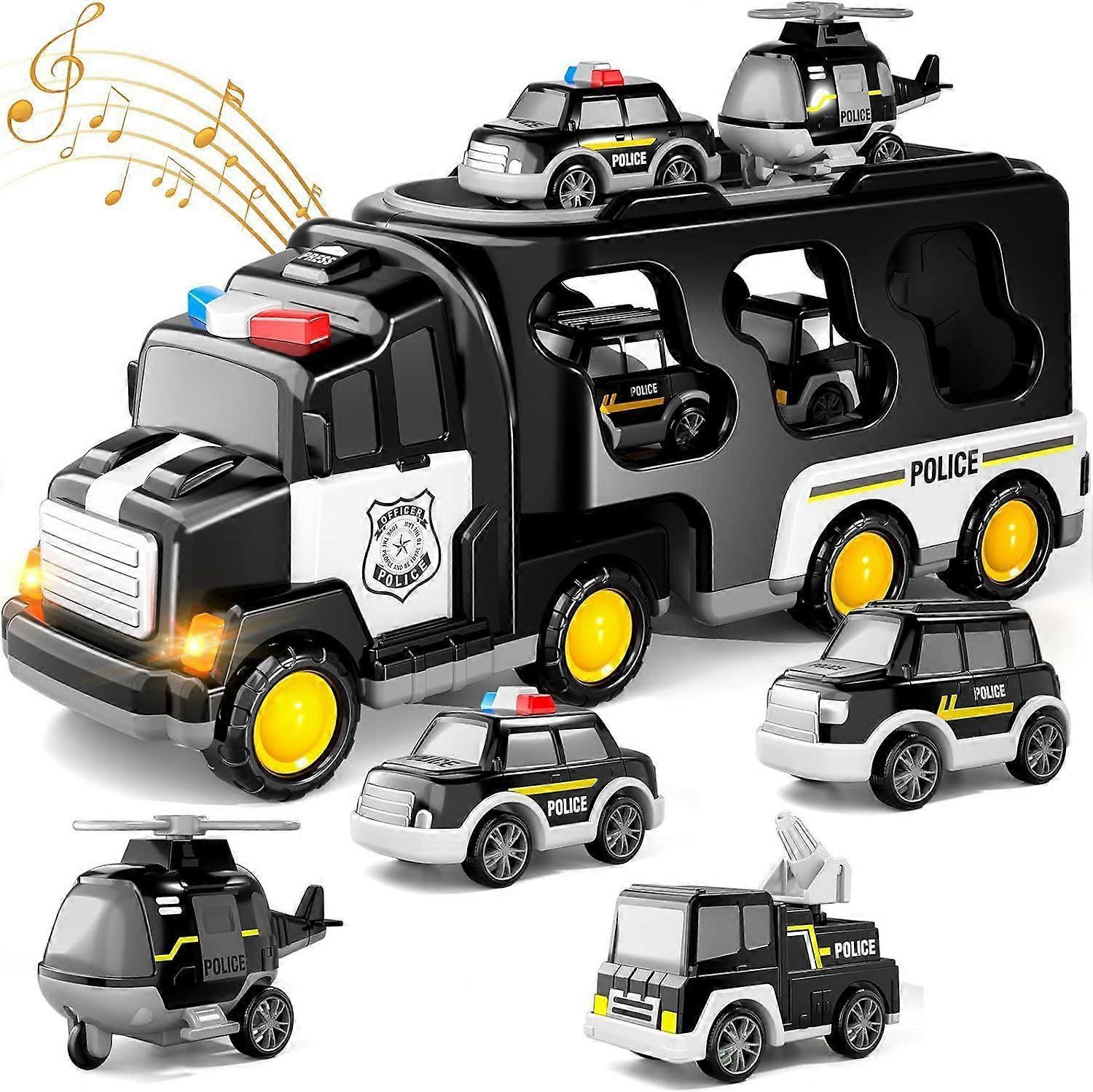 7 In 1 Truck Friction Power Toy Police Trucks Toys For Toddlers, Birthday Gifts For Kids