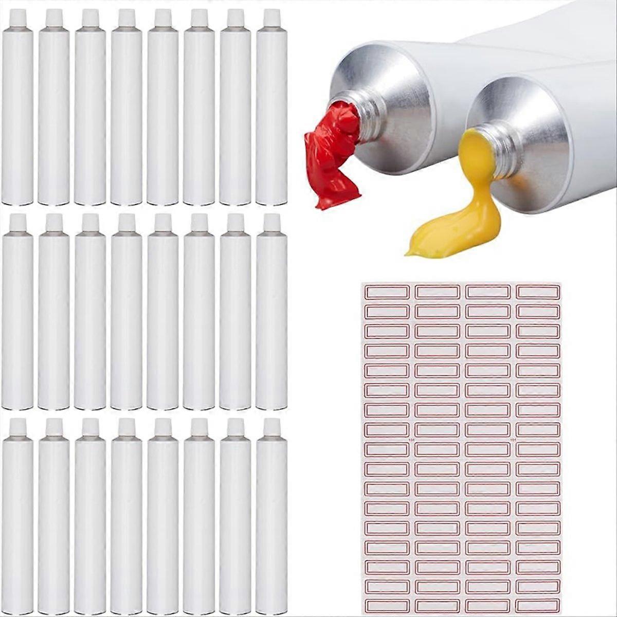 24Pc White Empty Oil Paint Tubes 60ml Empty Aluminum Paint Tubes Blank Toothpaste Paints Tube with 1