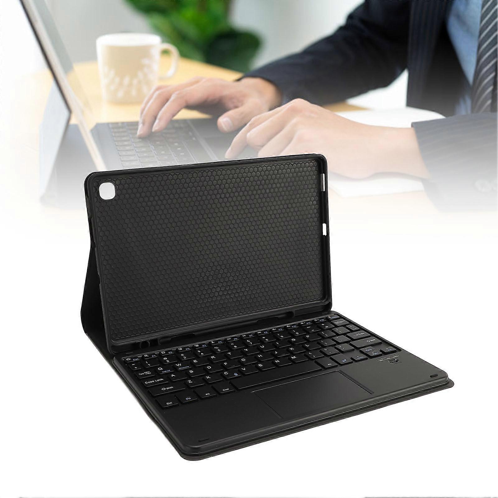 Tablet Keyboard Case Leather Bluetooth Anti Scratch Tablet Touchpad Keyboard Case for Galaxy Tab S6 Lite 10.4 Inch SM P613 SM P619 P610 SM P615 Black