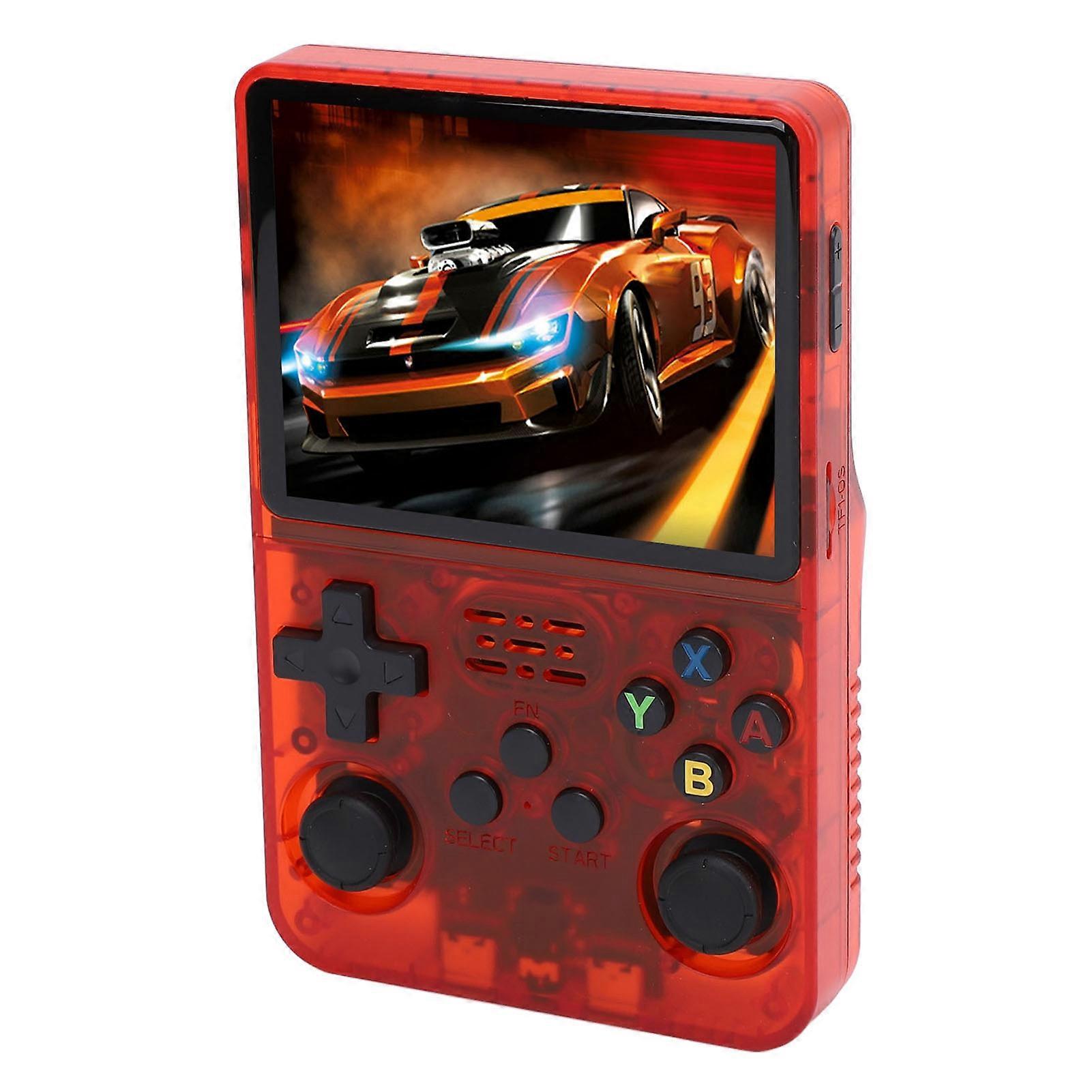Handheld Game Console 128GB 3.5 IPS Screen 640 X 480 3500mAH Battery Portable Video Game Console for Linux System Transparent Red 