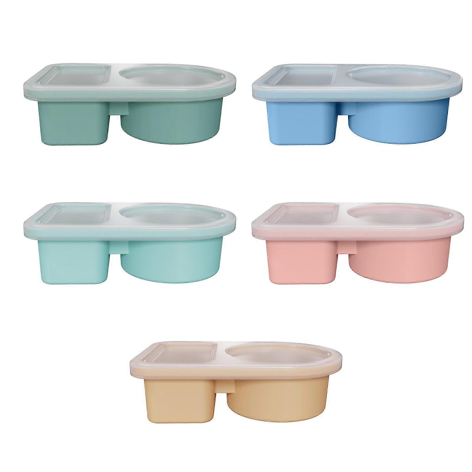 5lots Reusable Silicones Food Storage Container 2 Separated Section Sealing for Fruits Nut Camping Essential Multicolor