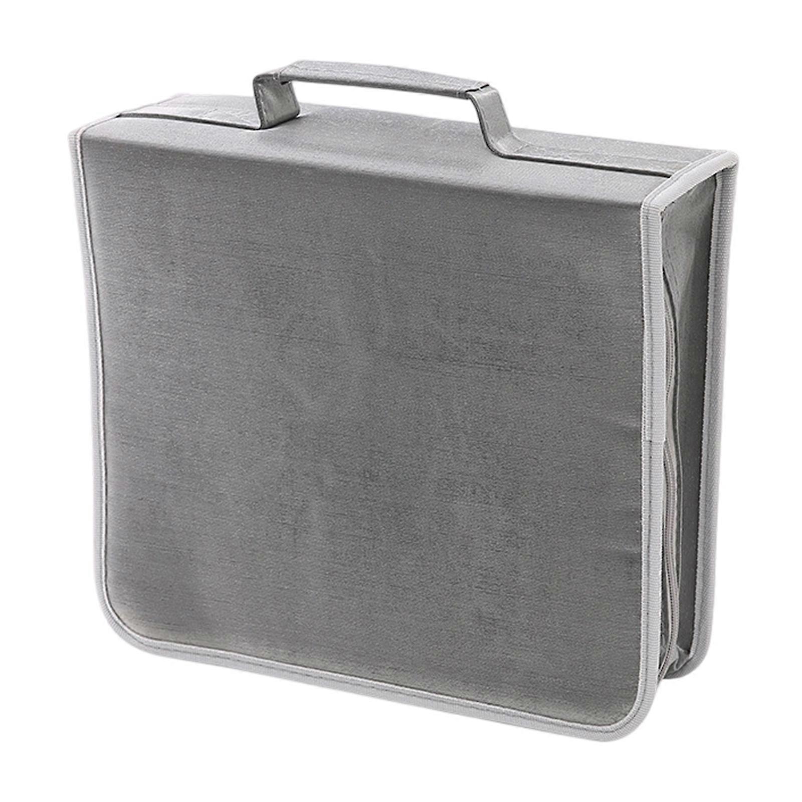256/384 Capacity Disc Case Large Disc Sleeve Portable VCD Storage Box Portable Bag Protective Wallet with Handle For Car  Grey