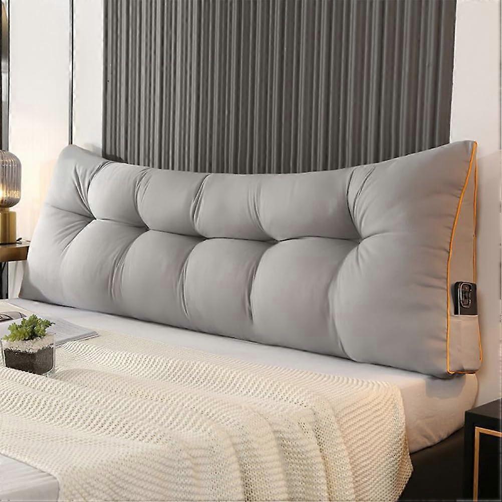 Triangular Headboard Pillow Wedge Reading Pillow For Dorm Bed Backrest Positioning Support 150x50x15 Cm Light Gray