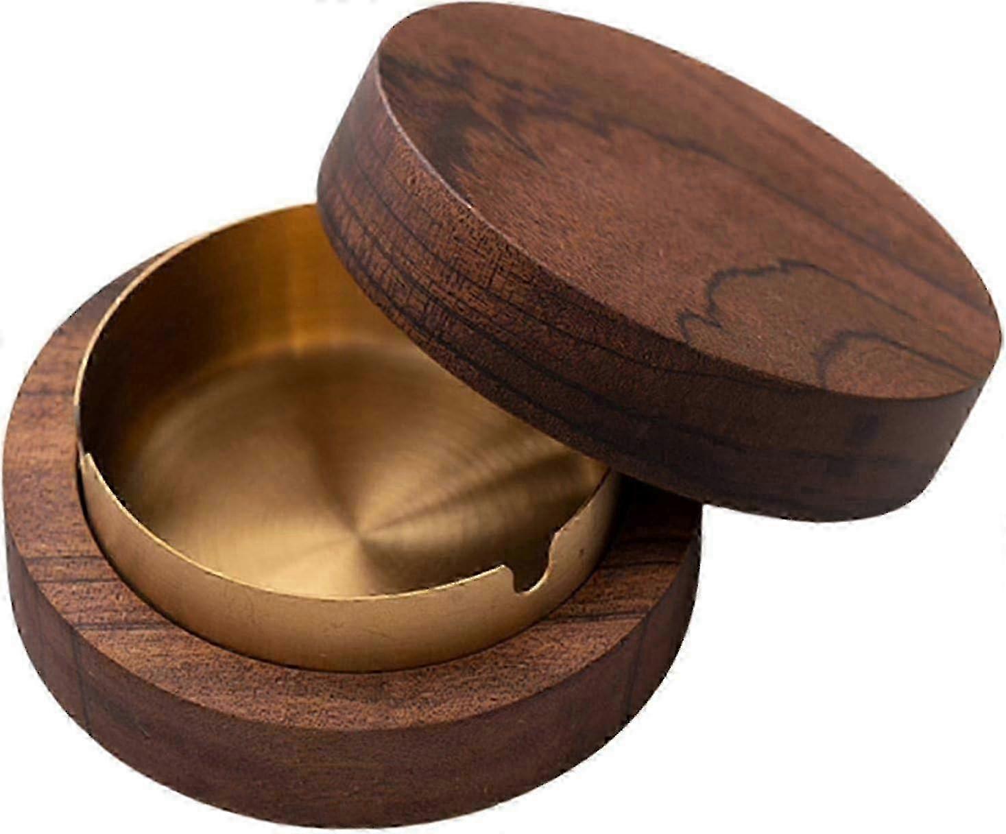 Wooden ashtray with lid for indoor and outdoor use