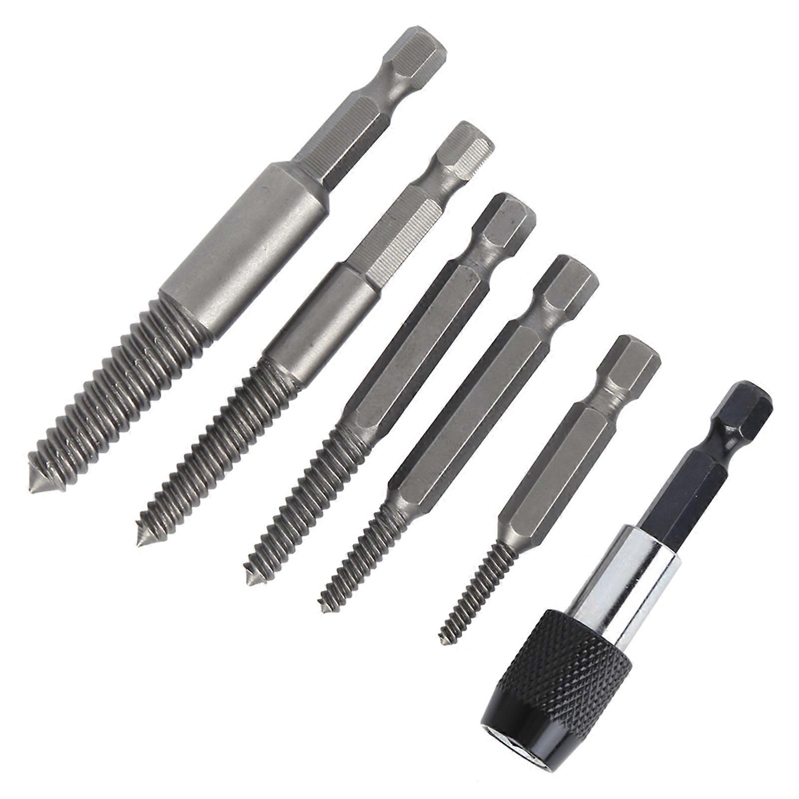 6Pcs Headless Screw Extractor Set Woodwork Hex Shank Fine Teeth Stripped Remover Tool