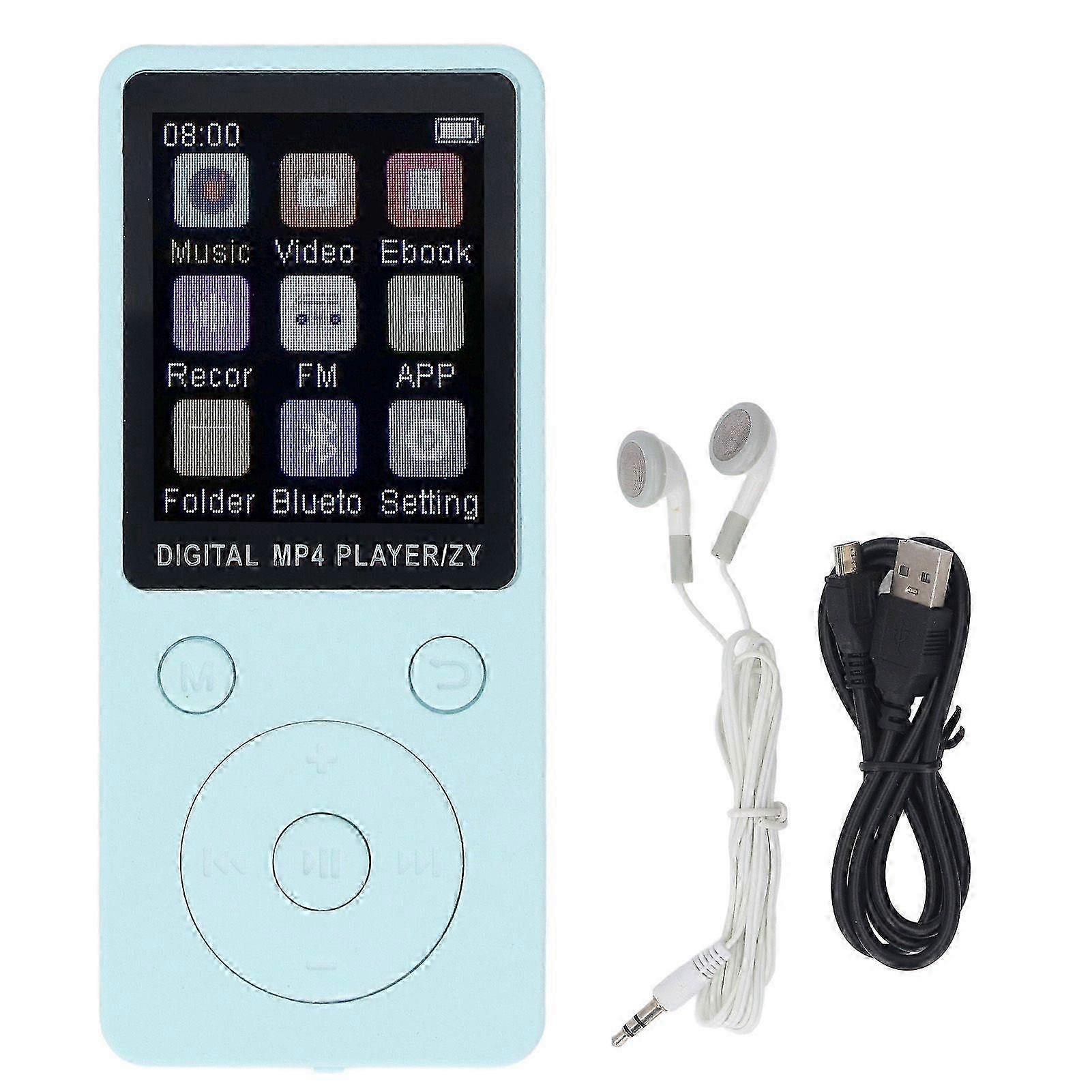 MP3 Player 1.8 Inch Color Screen HiFi Sound Portable Music Player Support Picture Video Book Recording 128GB Memory Card Blue