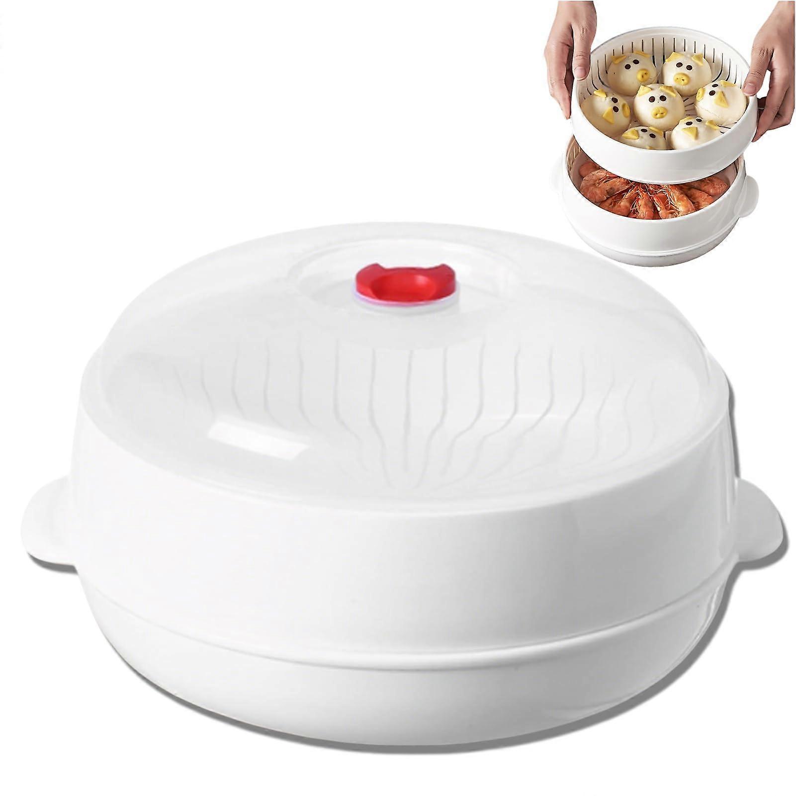 Microwave Oven Steamer Layered Water Storage Design Vegetables And Meat Transparent Lid Tray 1 Layer Heating Bowl