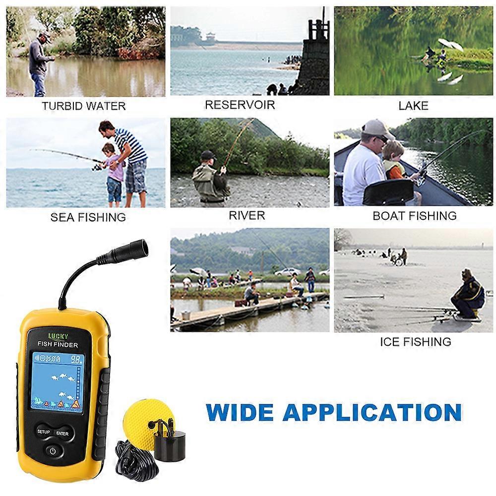 LUCKY LCD Color Screen Portable Wired Fish Finder 100M Depth Range Sonar Echo Sounders Fishfinder