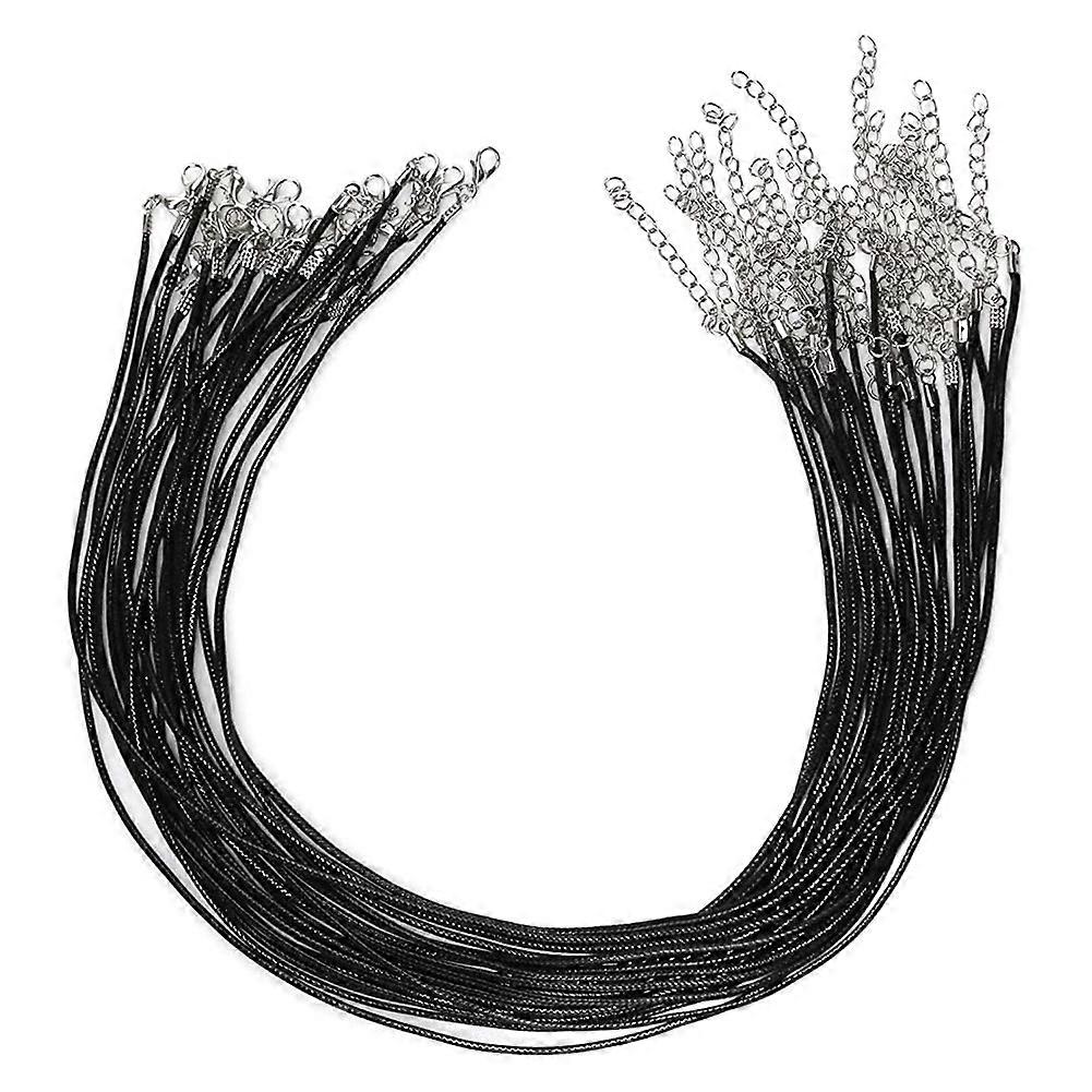 24PCS Cord Necklace, 20 in Waxed Necklace Cords for Pendants, Black String Necklace with Clasp for D