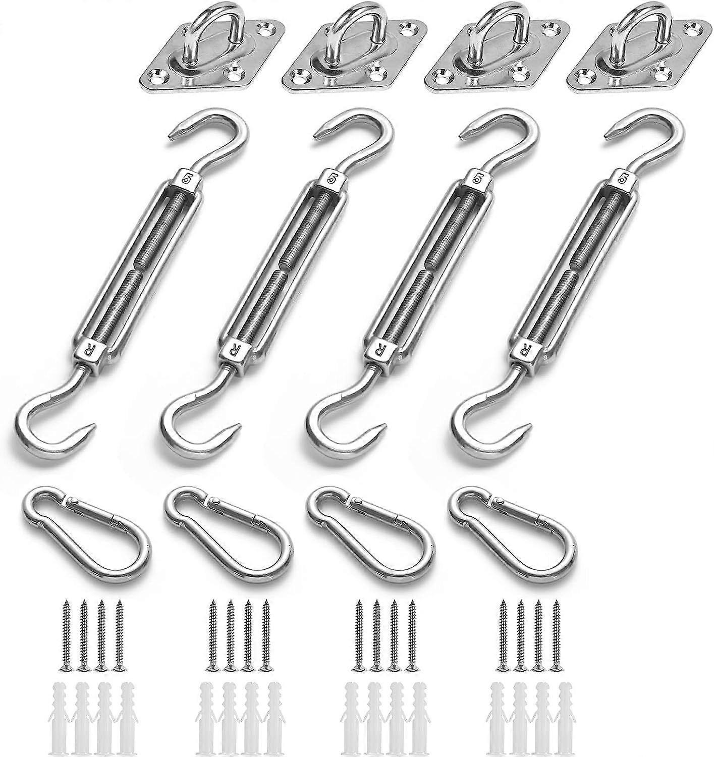 Awning Attachment Set, Heavy Duty Sun Shade Sail Stainless Steel Hardware Kit for Garden Triangle and Square, Rectangle, Sun Shade Sail Fixing Accesso