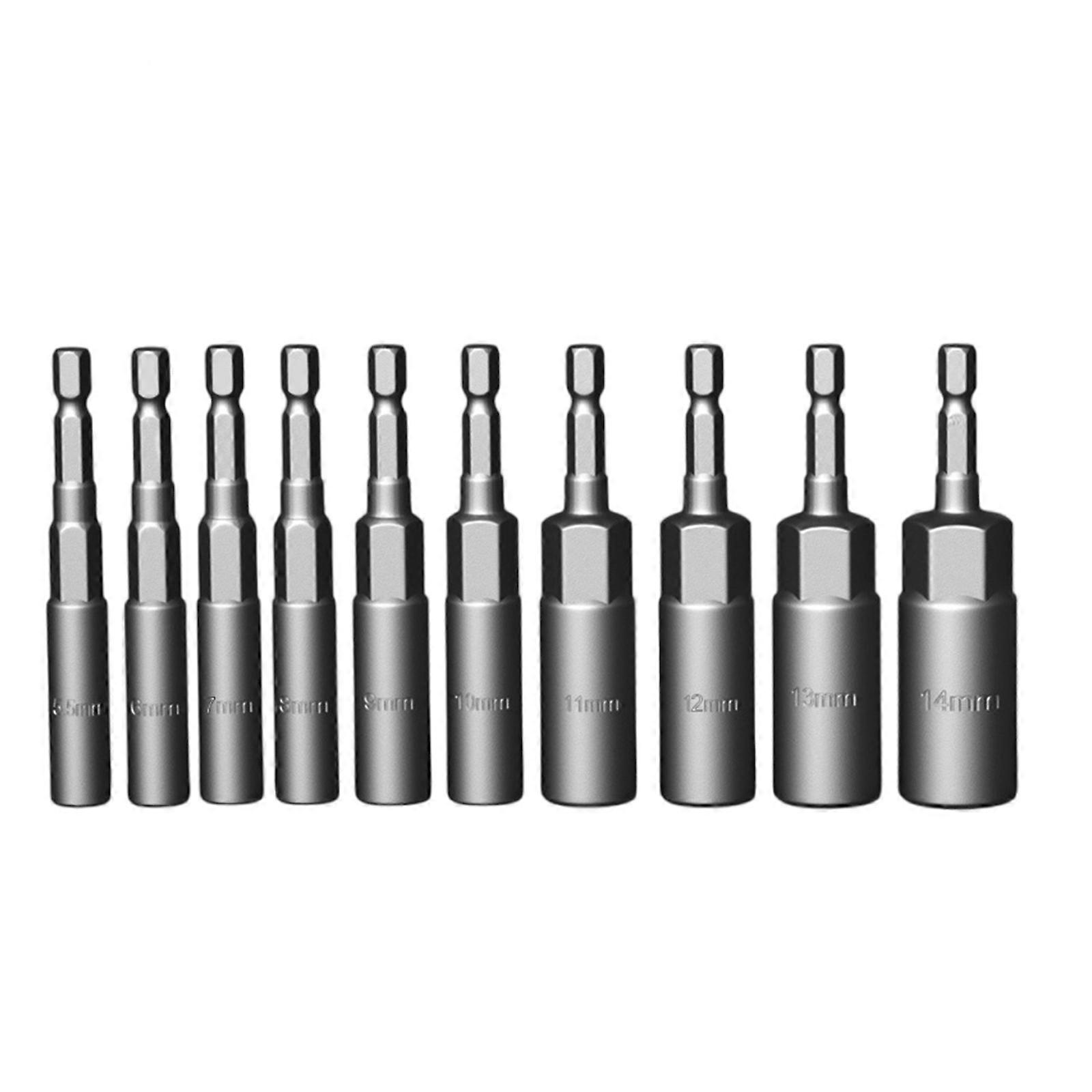 5.5-14mm/5.5-19mm Power Nut Driver Drill Bit Tool Set Socket Wrench Screw 1/4inch Driver Hexagonal Key Screw Socket Extension Holder Multicolor