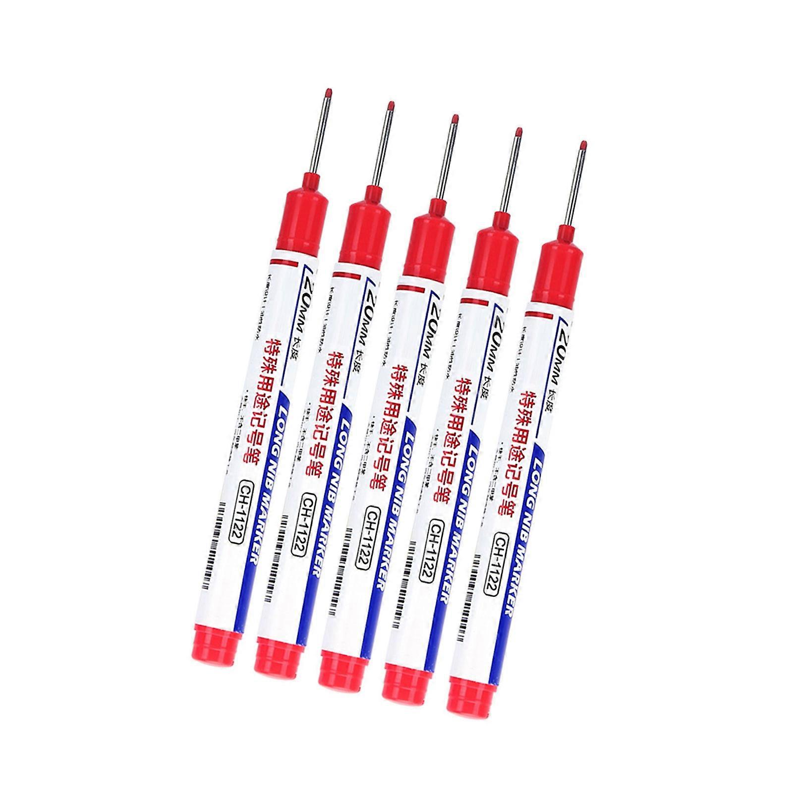 5Pieces Practical Marking Pen Collection with Quick Dry Formula and Calibration Strips Colorful Pen Plastic Texture  Red