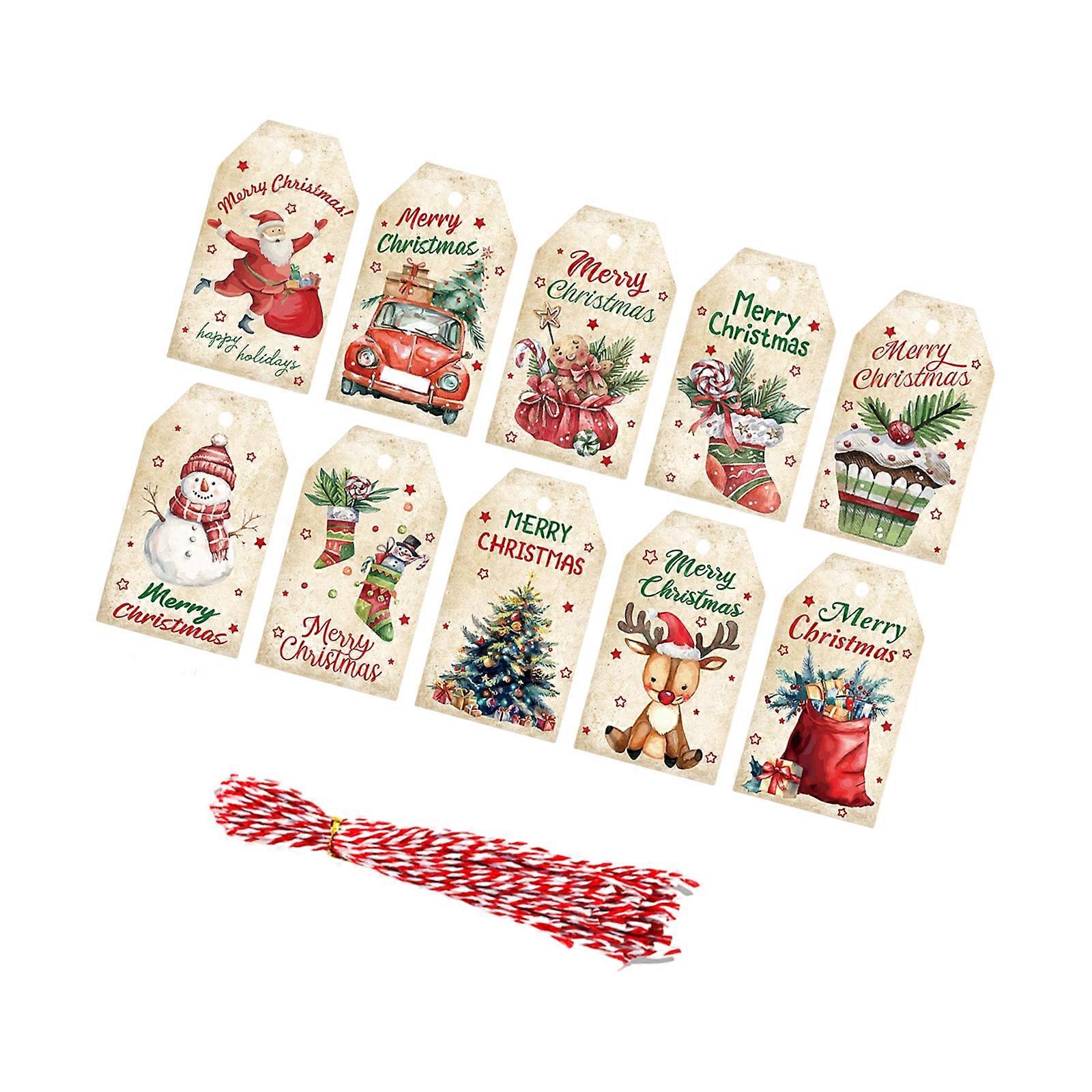 50 Celebratory Gift Wrapping Identifiers 10 Styles With Affixed String For Holiday Decorations Recyclable Paper Labels Multicolor