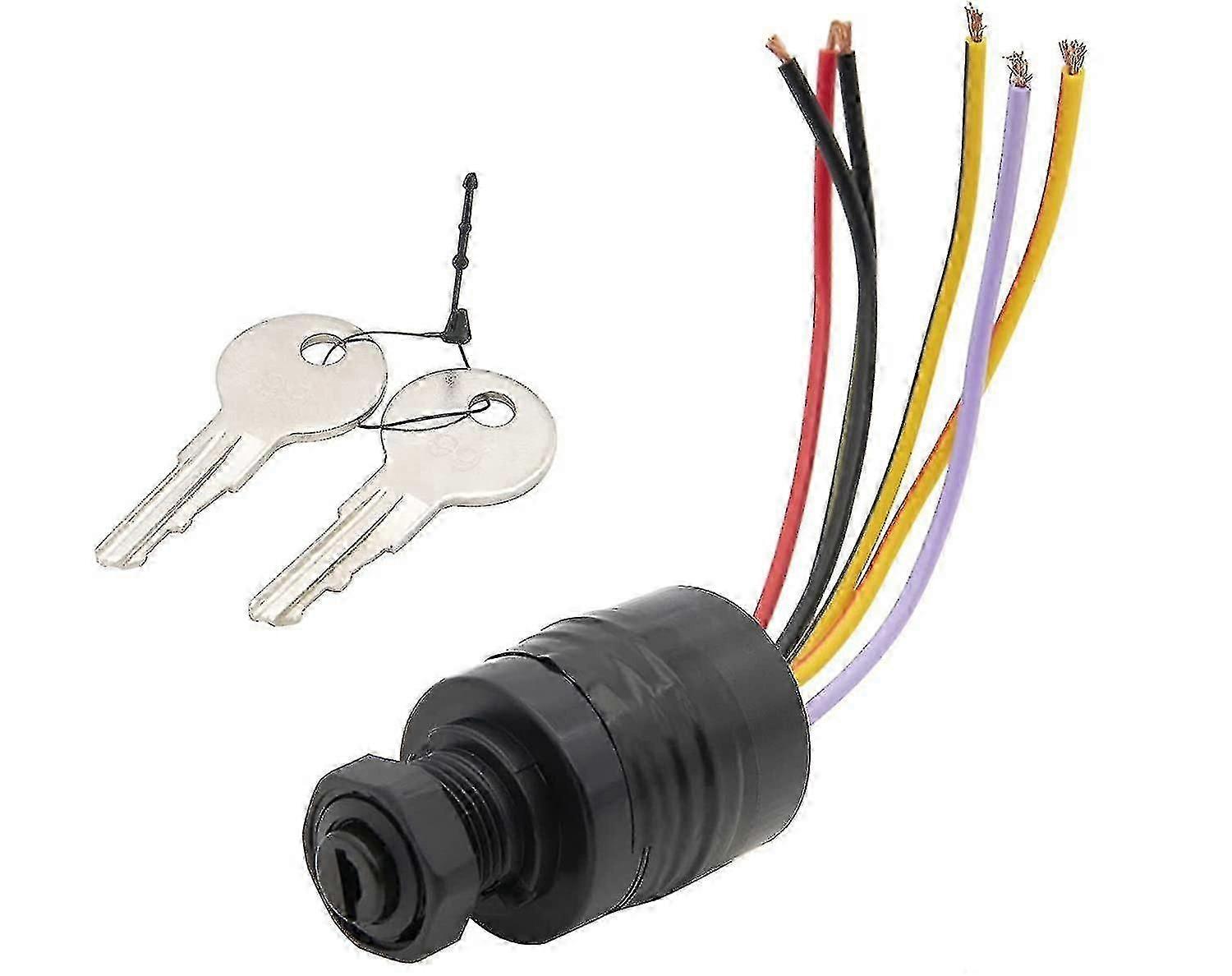 87-88107a5 Boat Ignition Switch With Key Boat Push To Choke 6 Wire Base Ignition Key Switch For Mercury With 2 Keys 6 Wire Connectors | For Mercury Pu