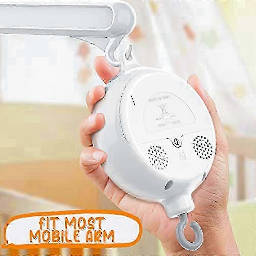 Crib Mobile Motor Baby Music Box Spinner with 3 Modes Volume Adjustable 12 Lullabies Auto-Off After