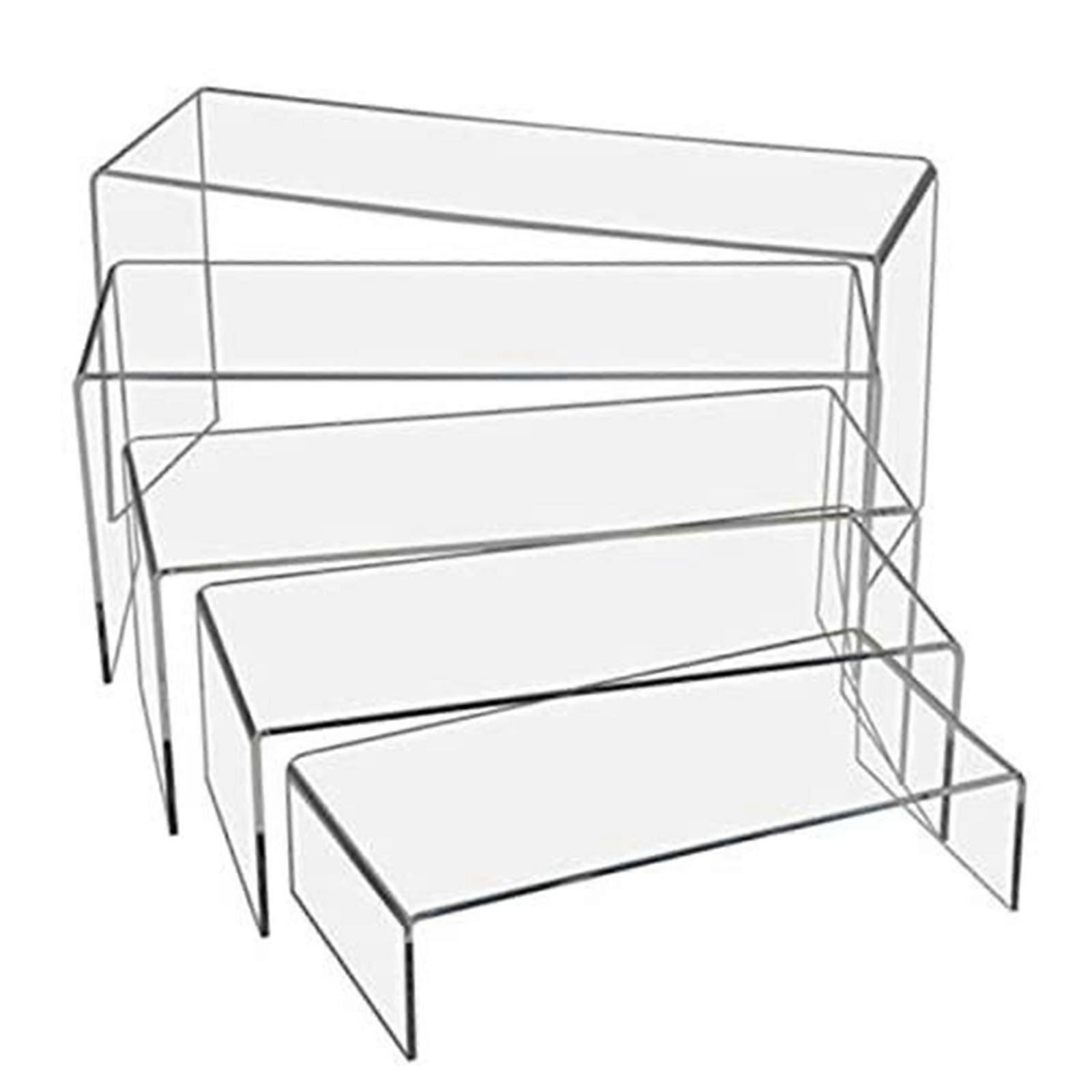 Set of 5 Acrylic Display Risers Stands Large Clear Shelves Perfume Figures Organizers for Home Office and Retail Use Multicolor