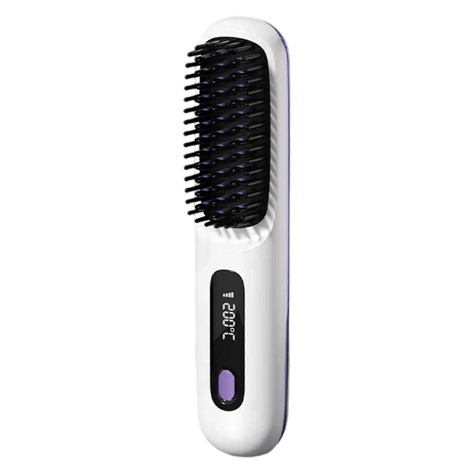 Ionic Charging Hair Styling Comb With Fast Heat Up ABS Materials Anti Burn Shield For Home And Travel Use  White