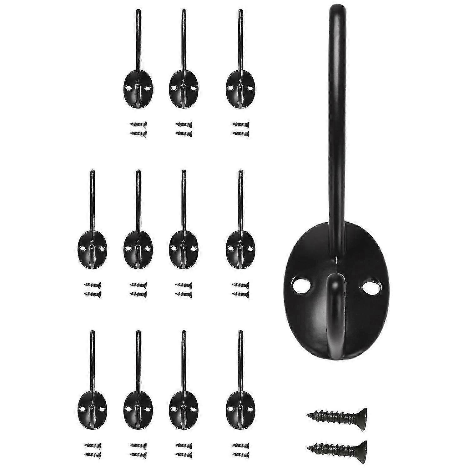 12 Pack Coat Hooks Mounted With Retro Double Hooks Utility Hooks For Coat, F,