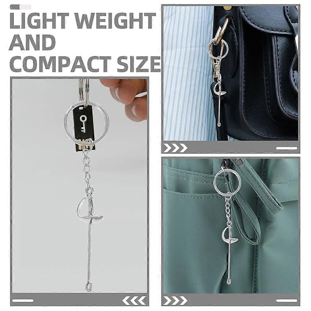 2pcs Fencing Sword Keychain Metal Small Keychain Decorative Small Keychain Portable Fencing Keychain