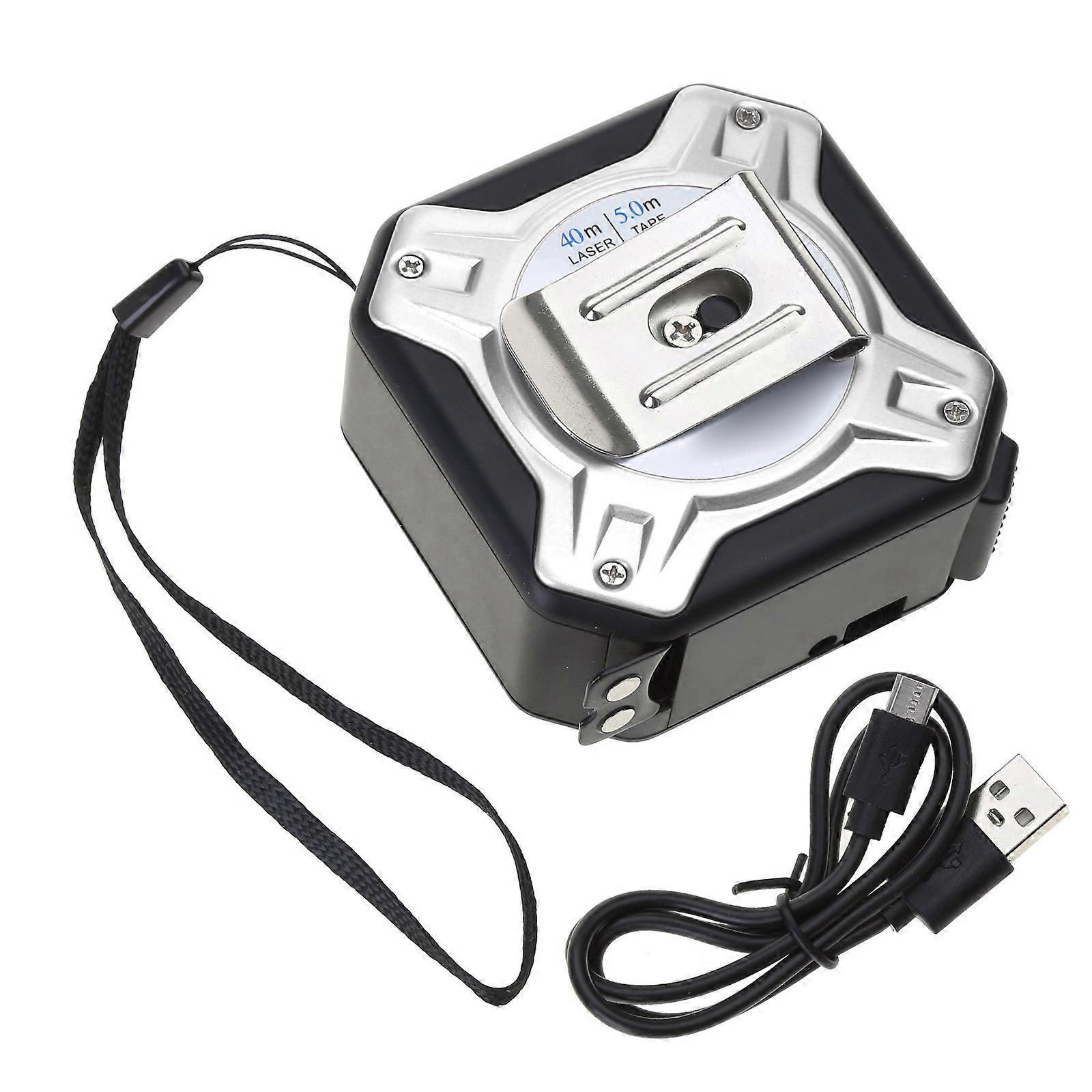 L aser Tape Measure 2 in 1 Digital La ser Distance Meter Measuring Area/Volume/Pythagorean 131Ft/40M  Silver