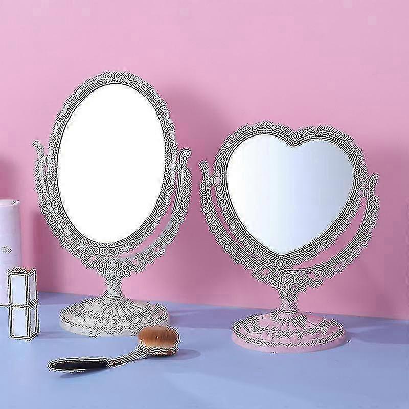 m 2 Sides Heart Shape Rotating Mirror- Pink