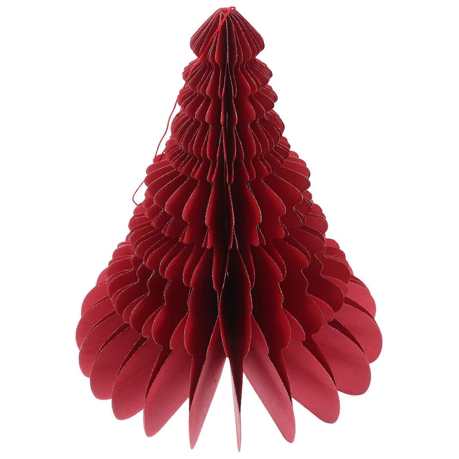 Tree Shaped Paper Christmas Tree Model Great For Festive Settings With Versatile Decoration Uses In Red Color 1Pack
