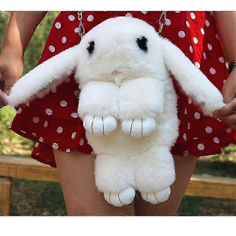 Plush rabbit shoulder bag for kids with adjustable strap
