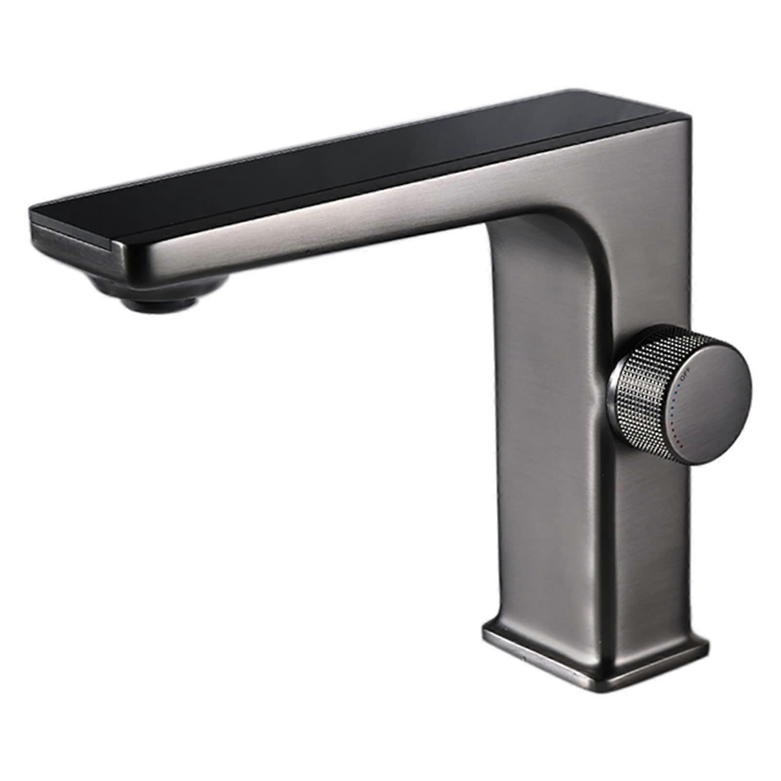 Bathroom Faucet Brass Basin Mixer Tap with Hot and Cold Water, Single Handle Deck Mount, Temperature Display for Sink