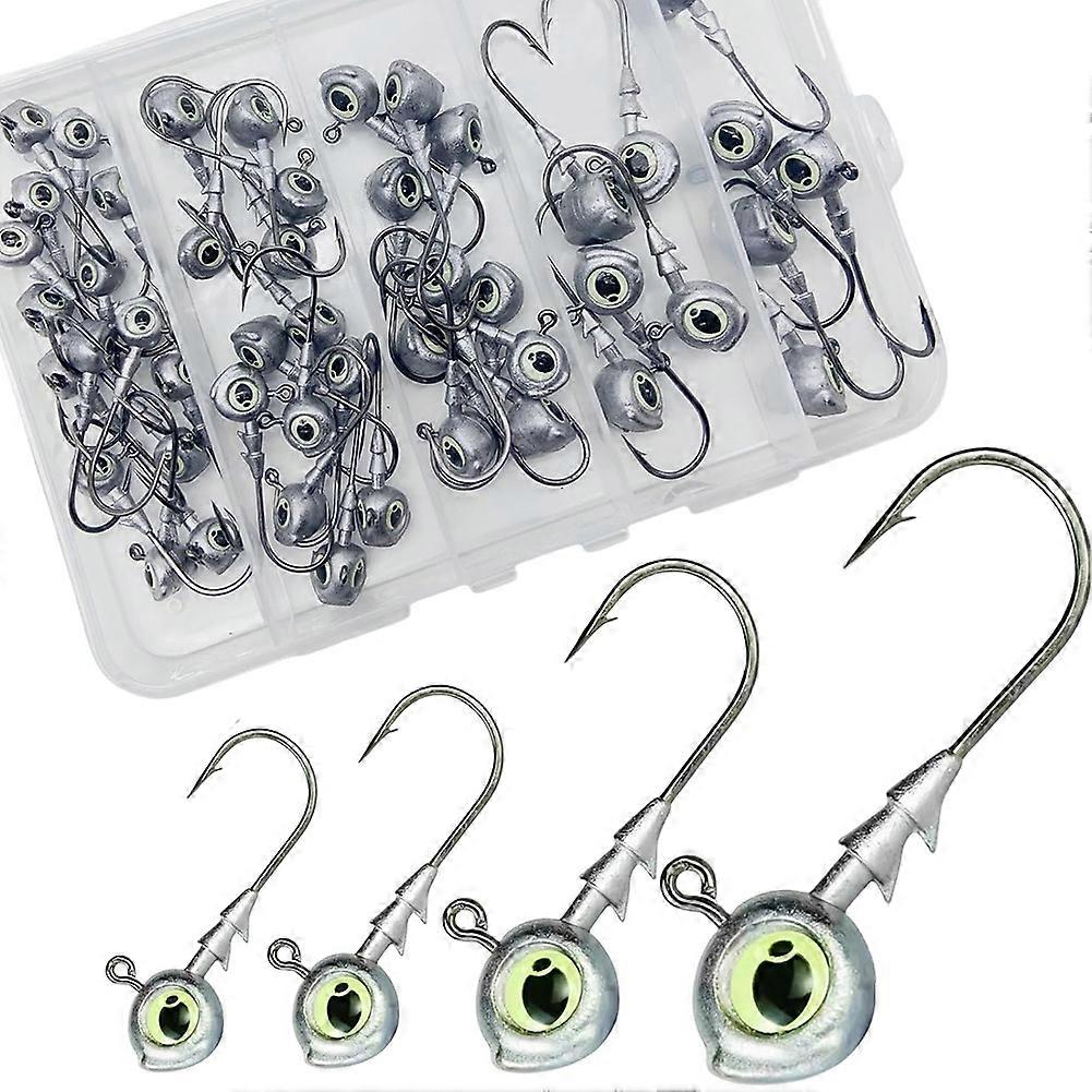 88Pcs/Box Swimbait Jig Heads Fishing Hooks with 3D Eye,4 Sizes(1/4oz,3/8oz,1/5oz,1/8oz Mixed)