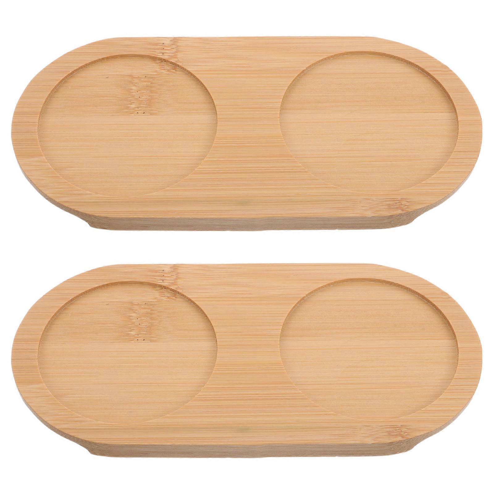 2Pcs Bamboo Drink Coasters for Wine and Whiskey Serving Tray